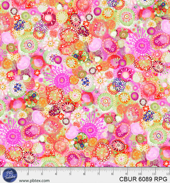 Tissu en coton Peachy Blossom Flower Burst - 44"/45" par yard