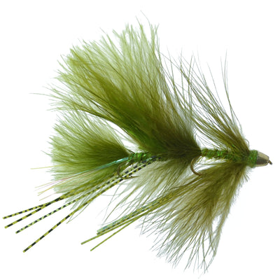 Articulated Circus Peanut Envy Streamer Olive - Size 6 - Set of 3 Premium Fishing Flies - Korvel