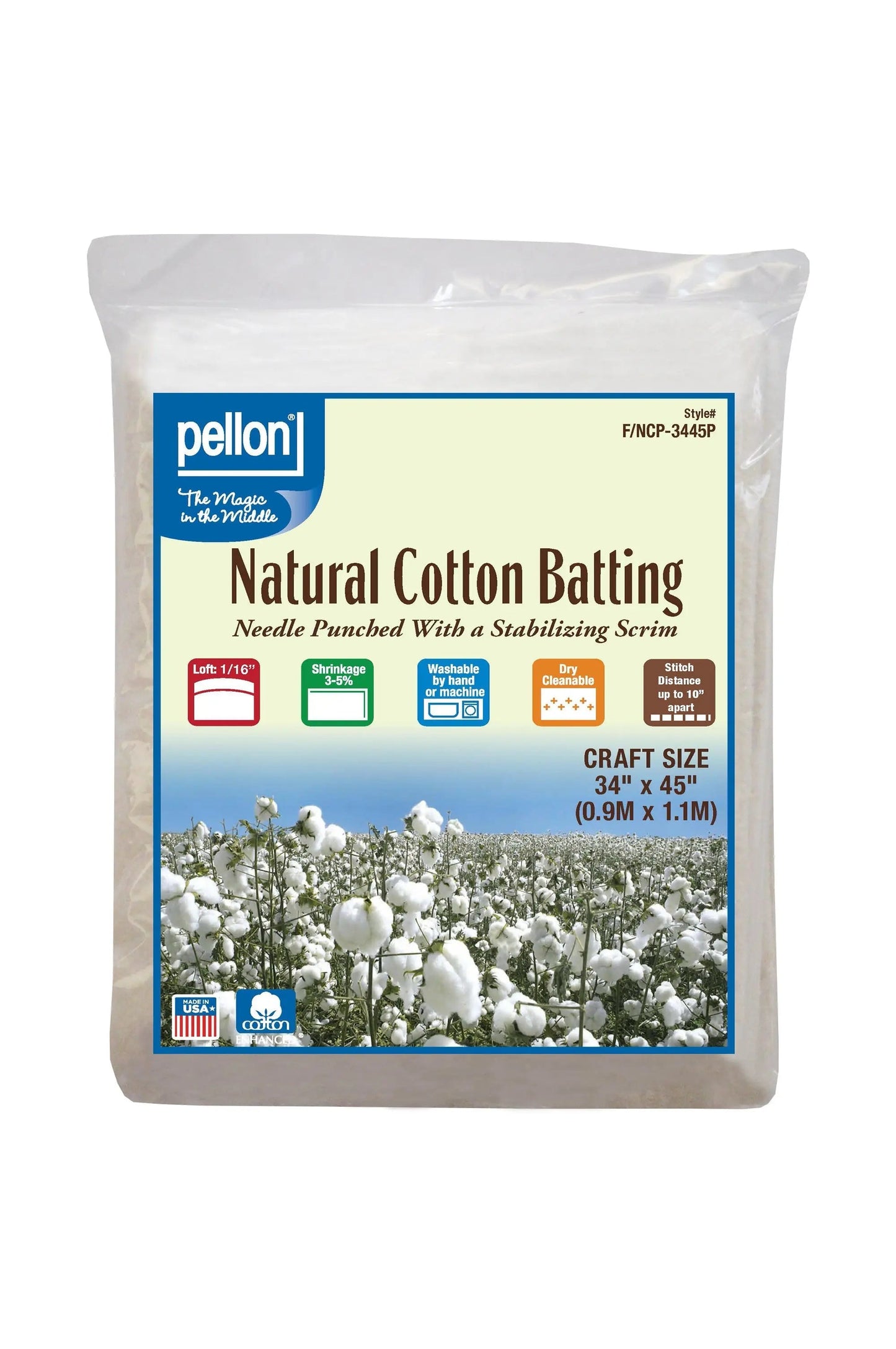 Batting en coton naturel Pellon® avec scrim - Taille artisanale 34" x 45"