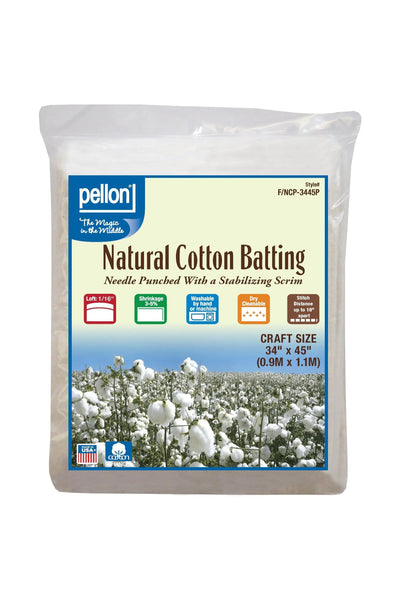 Pellon® Natural Cotton Batting with Scrim - 34" x 45" Craft Size
