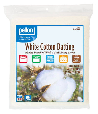 Batting de Algodón Blanco Pellon® con Scrim - Tamaño Cuna 45" x 60"