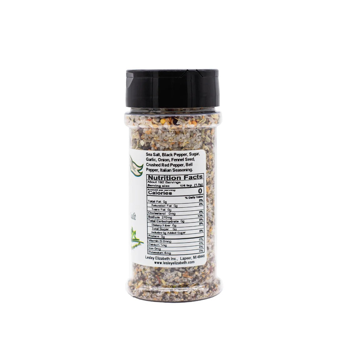 Sal de Mar Sazonada con Pimienta y Ajo Lesley Elizabeth, 250mL