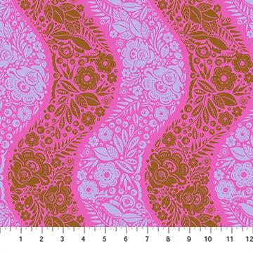 Perennial Borders Village Path Cotton Fabric in Raspberry