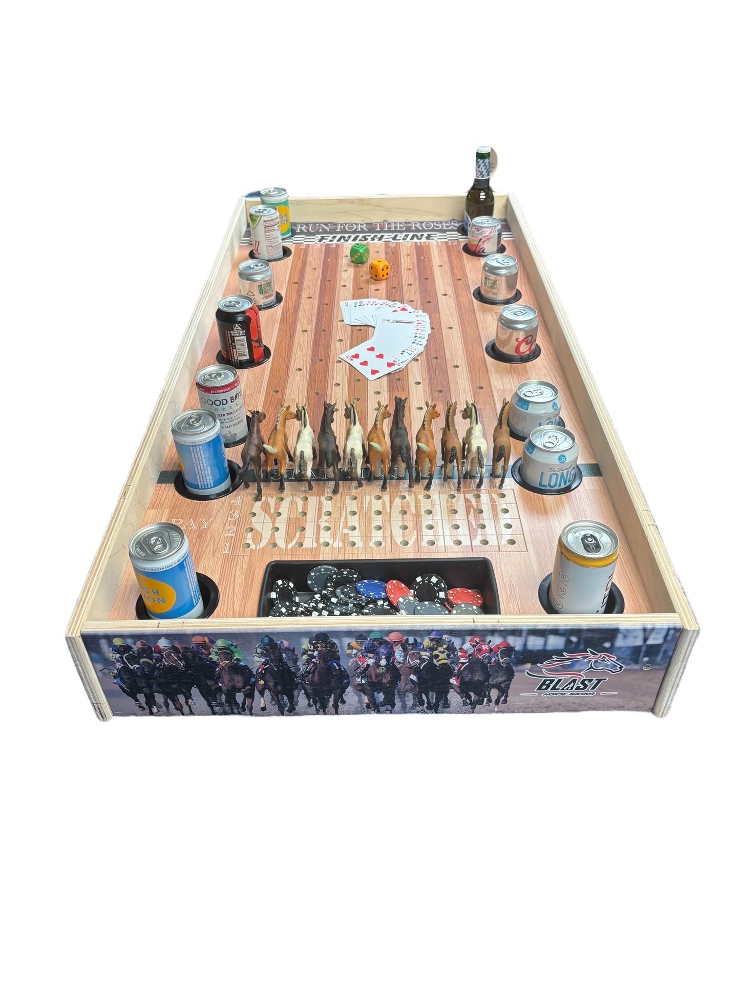 Deluxe Jumbo Horse Racing Game with Drink Holders & Chip Bin - Korvel