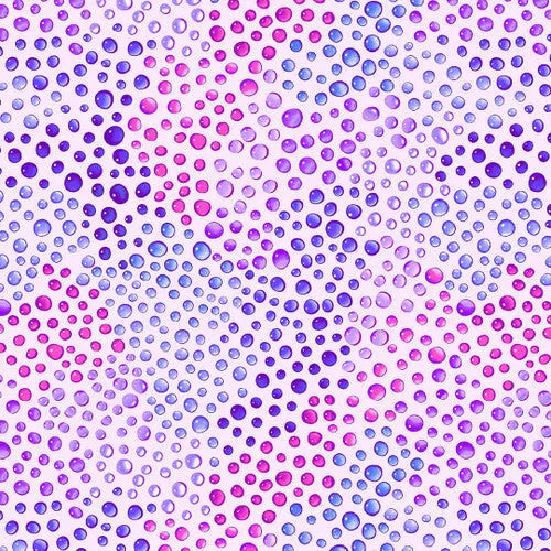 Pink and Purple Lilac Rainbow Droplets Cotton Fabric