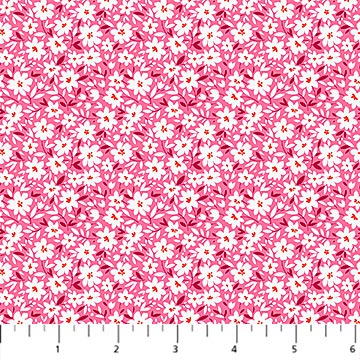 Tela de Algodón con Margaritas Rosadas - 44"/45" por Yarda