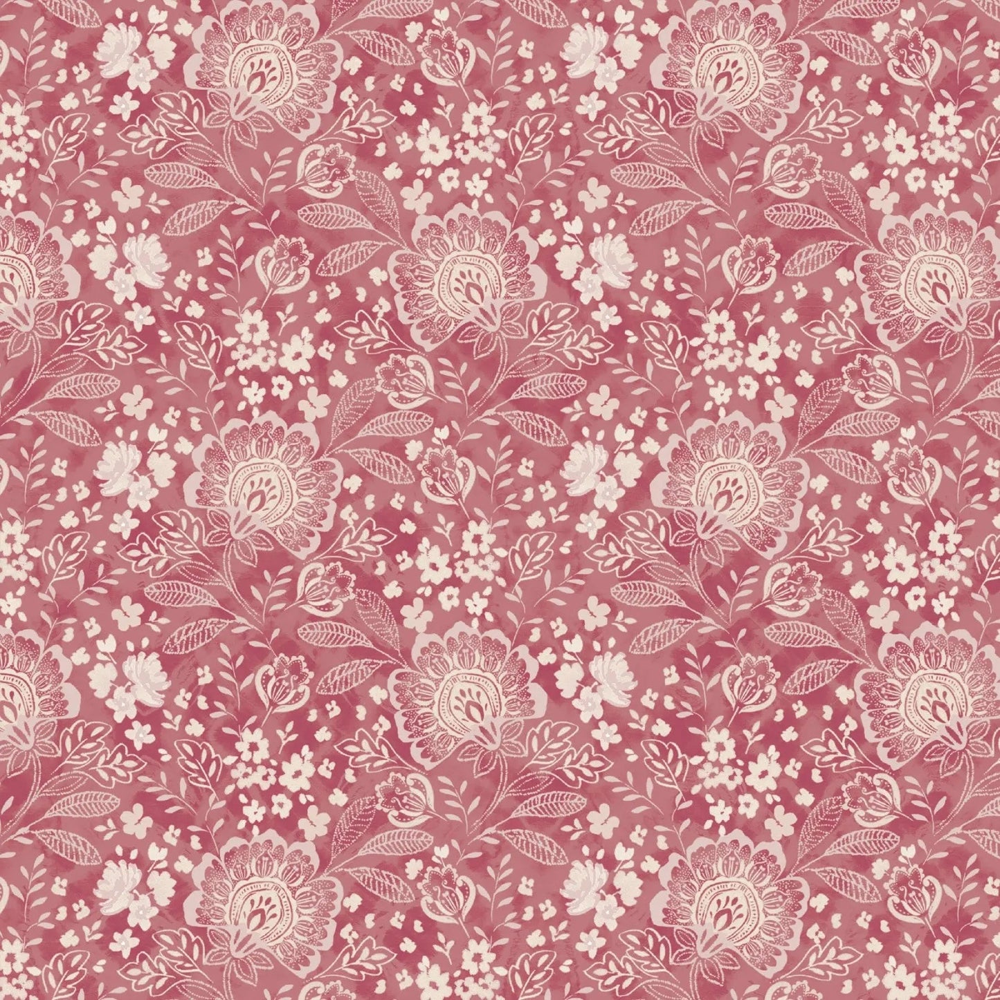 Tissu large Pink Jacobean Allover Elizabeth par yard