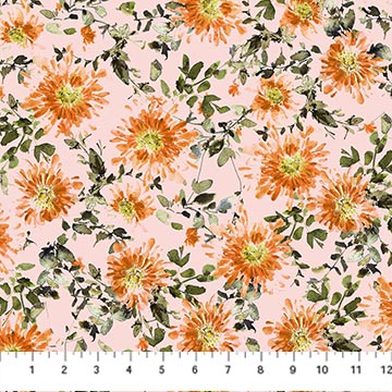 Tissu en coton à grandes fleurs roses - 44"/45" par yard