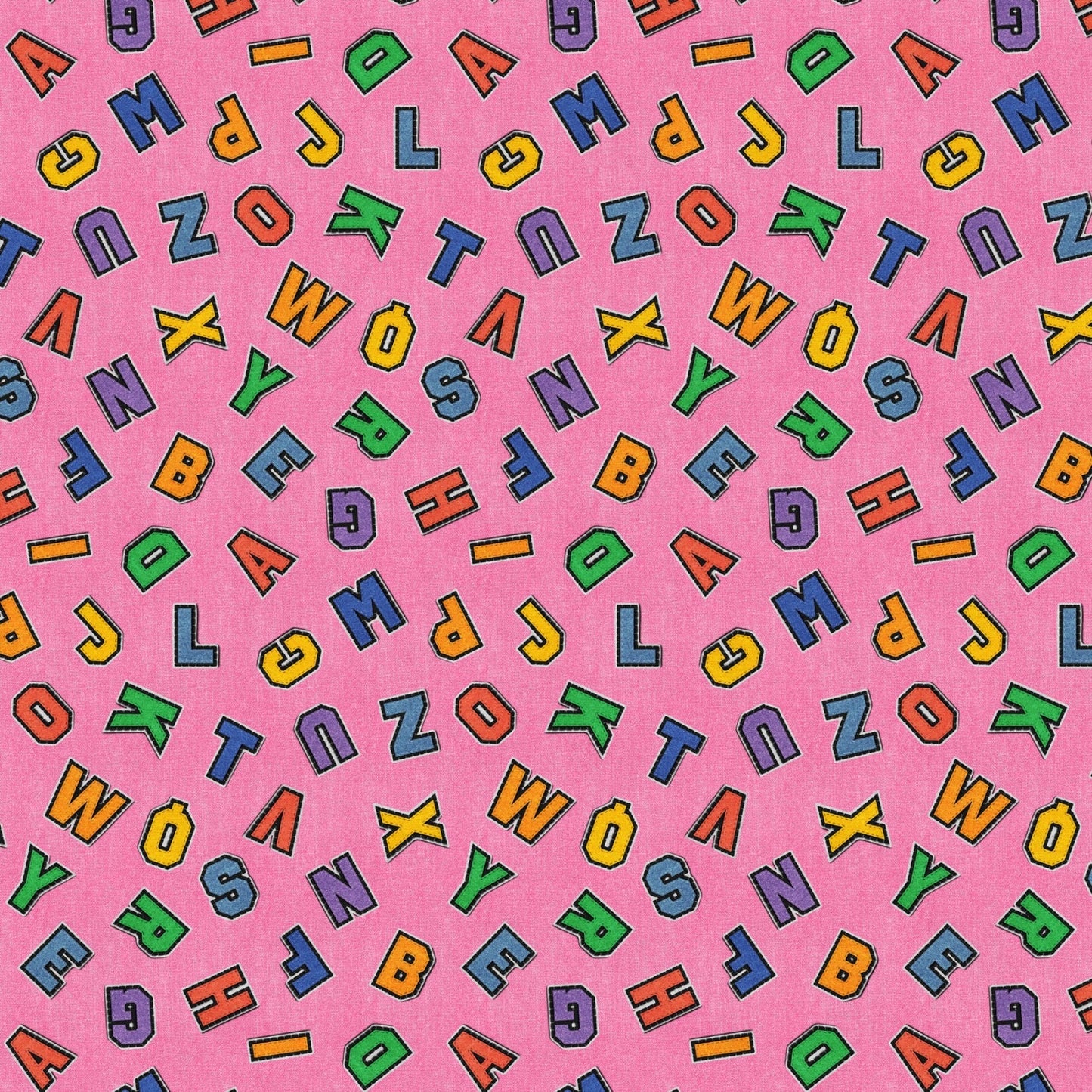 Pink Patch Perfect Alphabet Toss Cotton Fabric - 43"/44" Per Yard