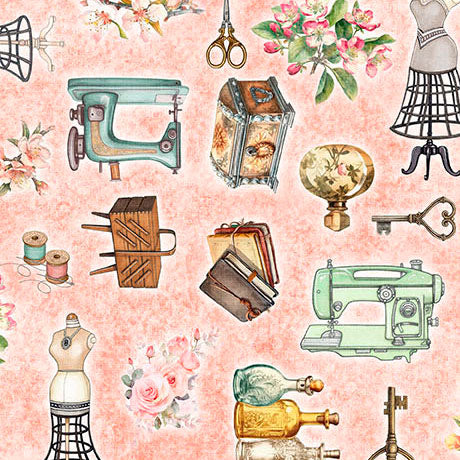 Tela de Algodón Sew Shabby Chic en Salmón Claro - 44"/45" por Yarda