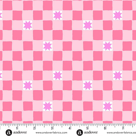 Pink Twinkle Tiles Cotton Fabric - 44"/45" Per Yard