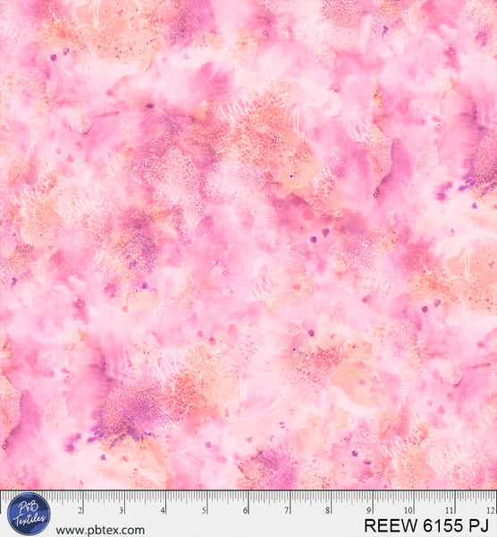 Tela de algodón de fondo ancho de 108" en color rosa arrecife submarino por yarda
