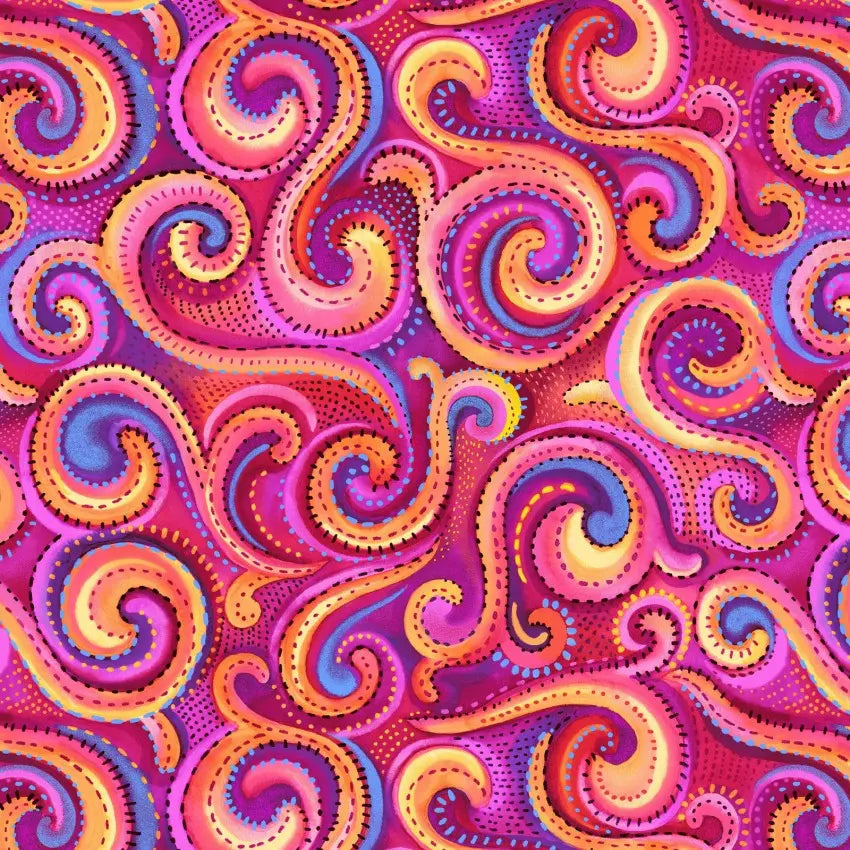 Tela de algodón Pink Whirlwind Swirl Wideback