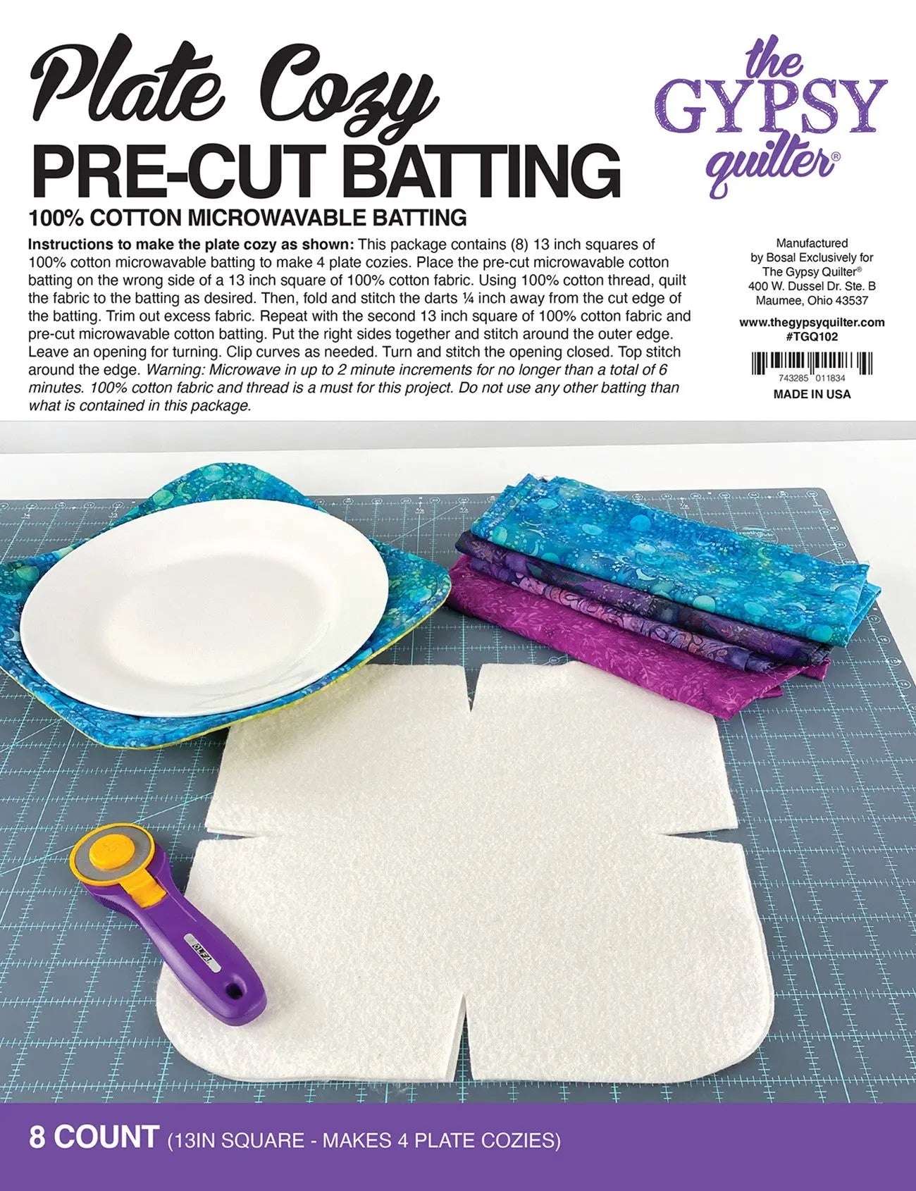 Batting Pre-Cortado para Platos - Paquete de 8
