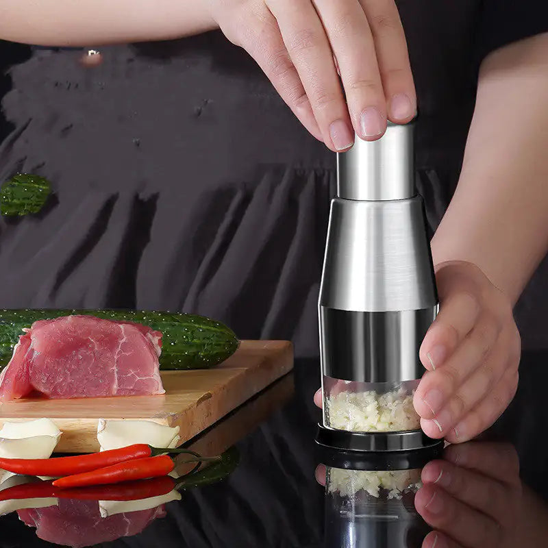 Prensa de Ajo y Picadora de Verduras de Acero Inoxidable Premium