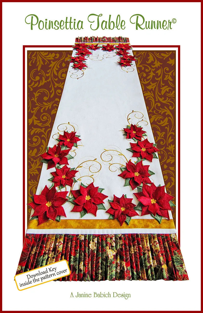 Chemin de table Poinsettia - Broderie machine élégante
