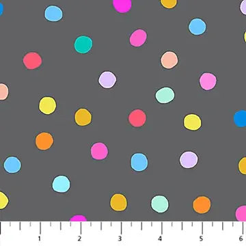 Pompoms Gray Multi Dewfall Cotton Fabric - 44"/45" Per Yard