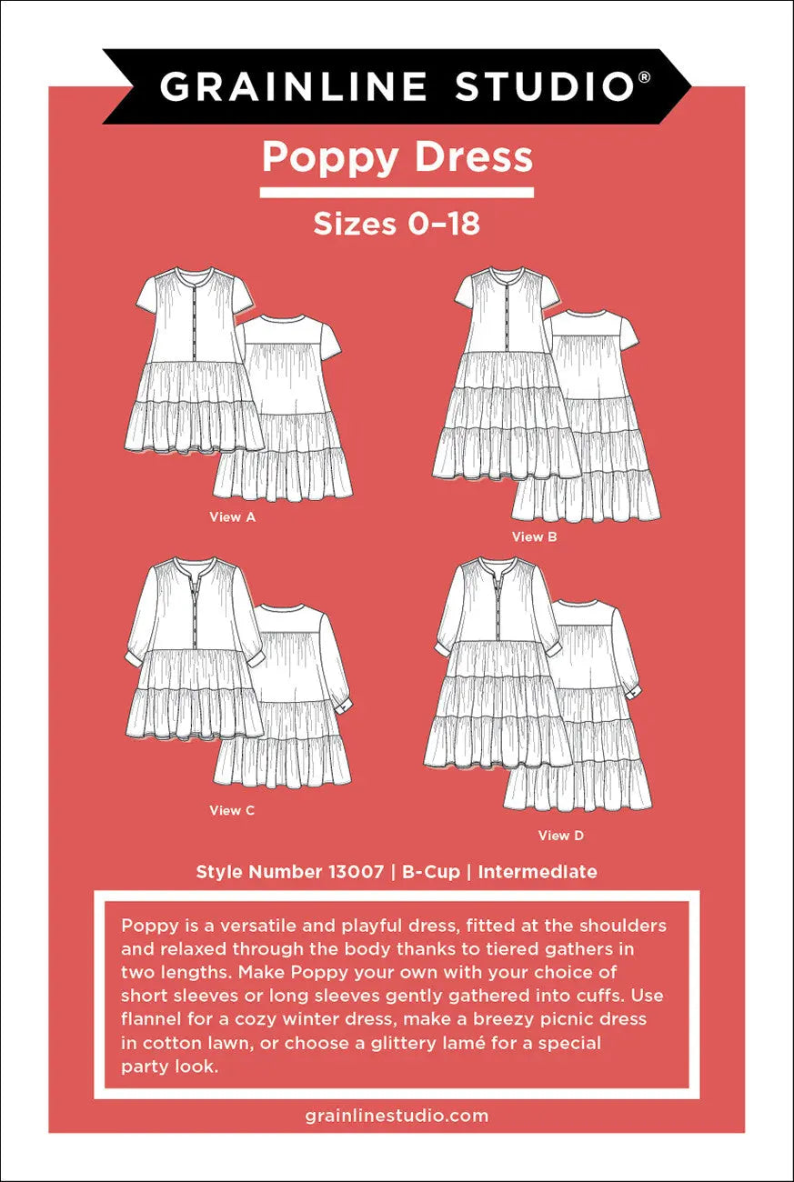 Poppy Dress Sewing Pattern (Sizes 0-18)