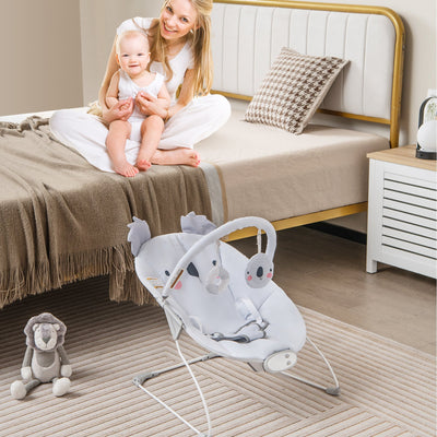 Transat Balançoire Portable pour Bébé avec Barre de Jouets Détachable - Gris