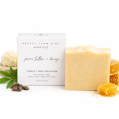 Pure Tallow & Honey Fragrance Free Handmade Soap Bar