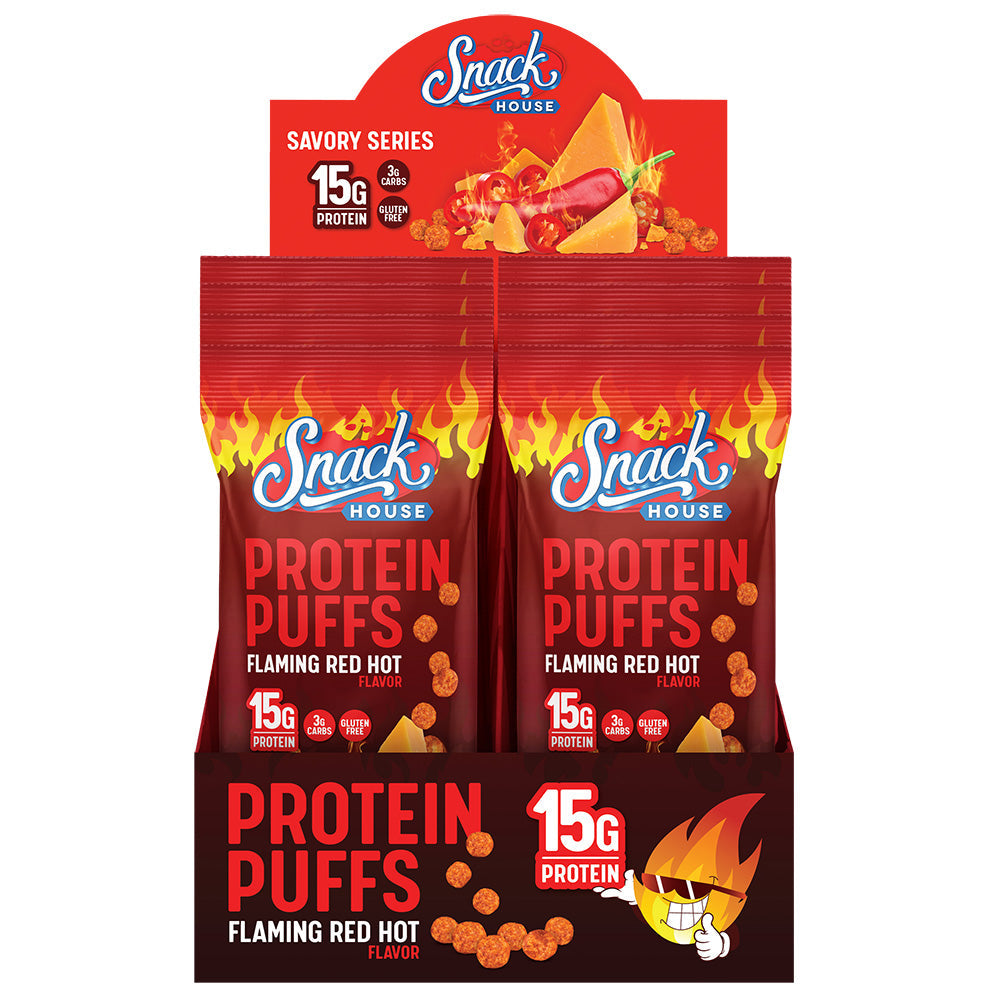 Flaming Red Hot Protein Puffs – 15 g Protein, Intense Spicy Crunch - Korvel