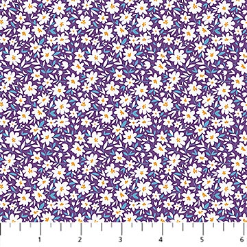 Purple Daisies Pocket Posies Cotton Fabric - 44"/45" Per Yard