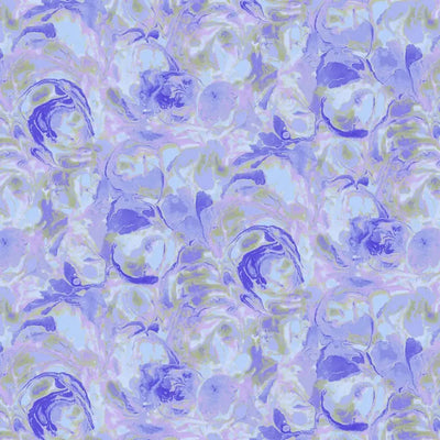 Purple Hydrangea Paint Swirls Cotton Fabric - Wideback