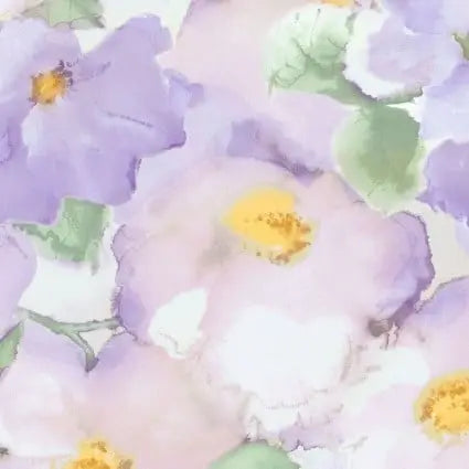 Tissu Large en Coton Lavé à Fleurs Violettes