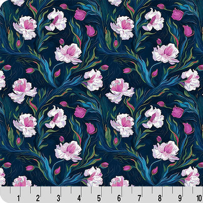 Tissu de Cuddle de Quilting Purple Whispering Blooms Nightshade