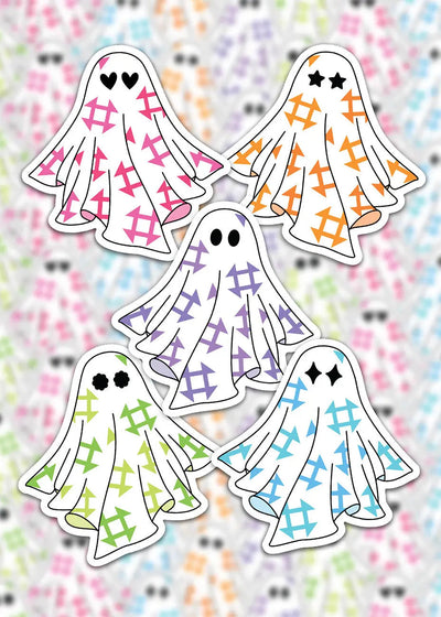 Quilt Ghost Stickers - Spooky Season Decor