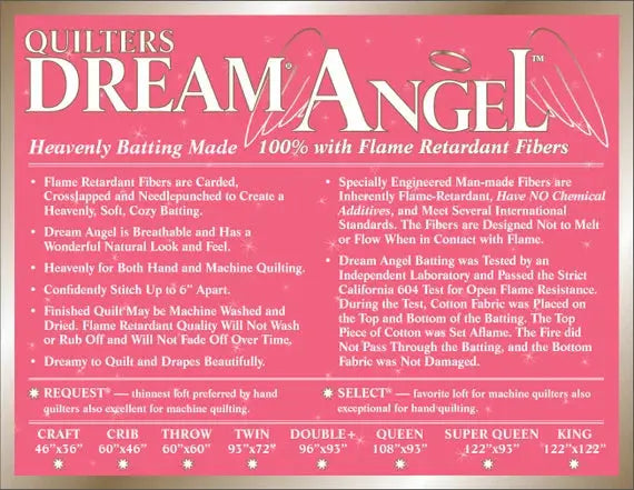 Batting para Colchas Quilters Dream Angel Select