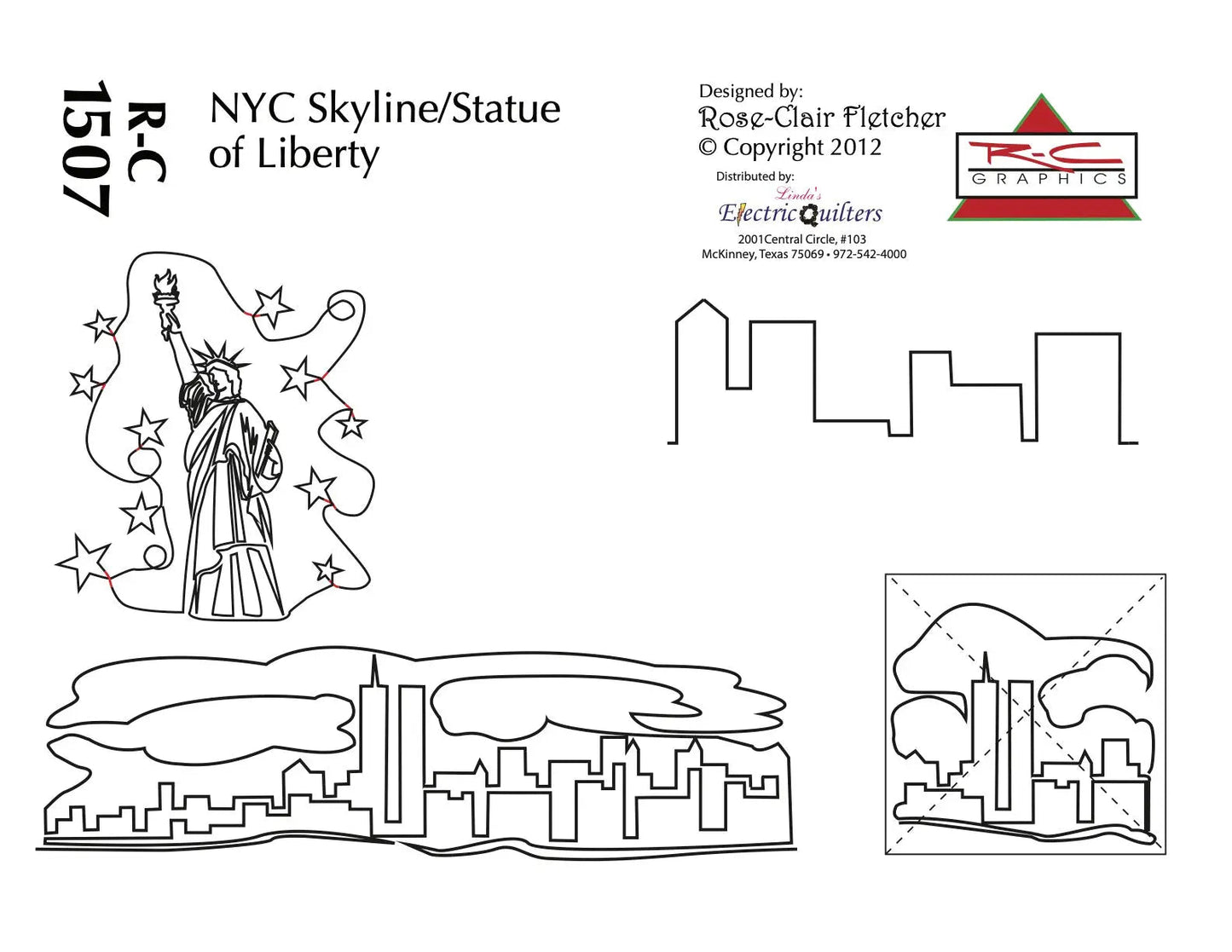 1507 NYC Skyline & Statue of Liberty Pantograph by Rose-Clair Fletcher