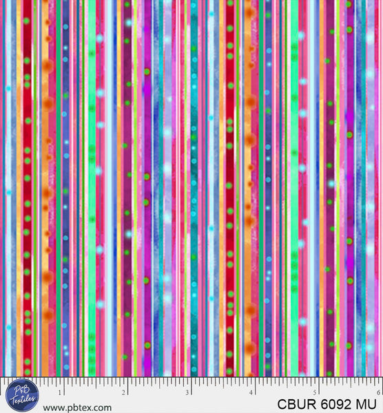 Tissu en coton à rayures arc-en-ciel - 44"/45" par yard