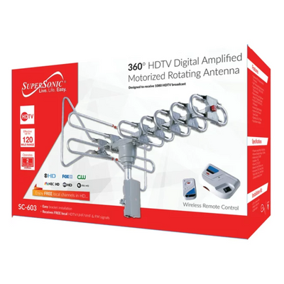 Supersonic 360-Degree HDTV Digital Amplified Antenna with Remote