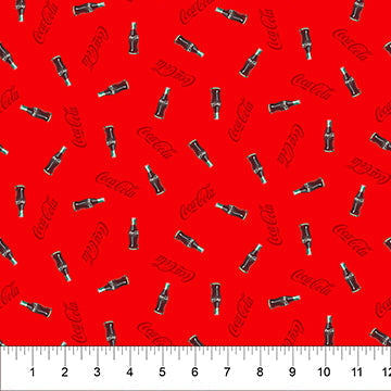 Coca-Cola Red Bottle Toss Cotton Fabric - 44"/45" Per Yard