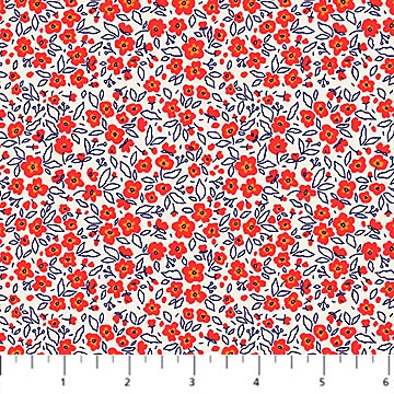 Tissu en coton à motifs floraux rouges Dapple Pocket Posies - 44"/45" par yard