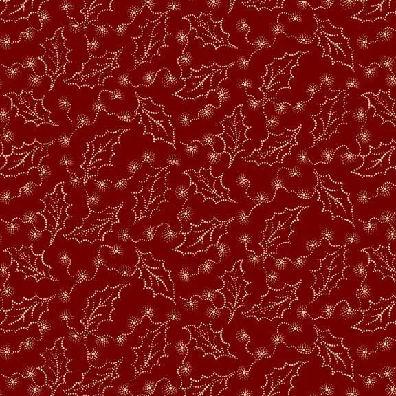 Red Holly Cozy Christmas Cotton Wideback Fabric