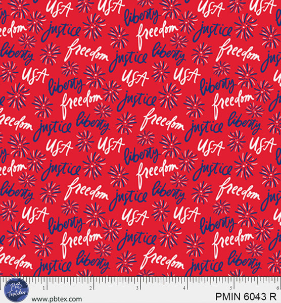 Red Patriotic Minis PMIN-6043-R Cotton Fabric Per Yard