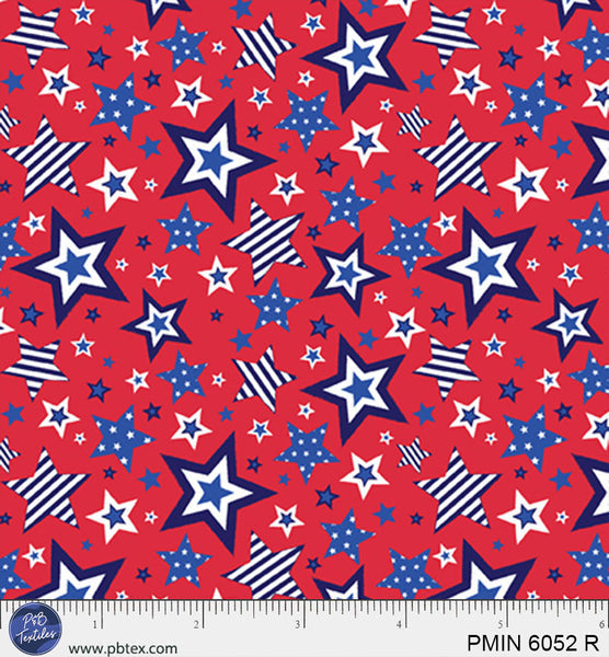 Tissu en coton rouge patriotique Minis PMIN-6052-R au mètre
