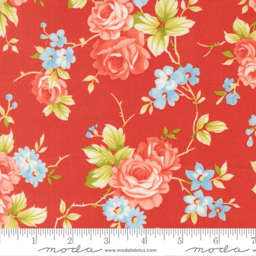 Tela Wideback de Fresa Roja Rosie - Algodón Premium