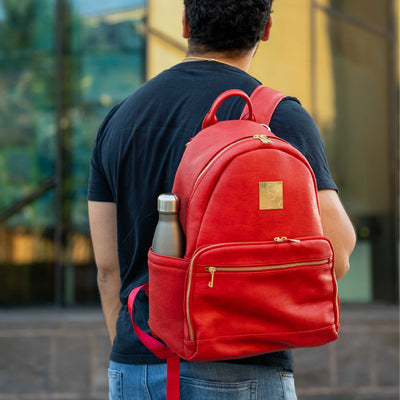 Red Leather Carrier Backpack - Korvel