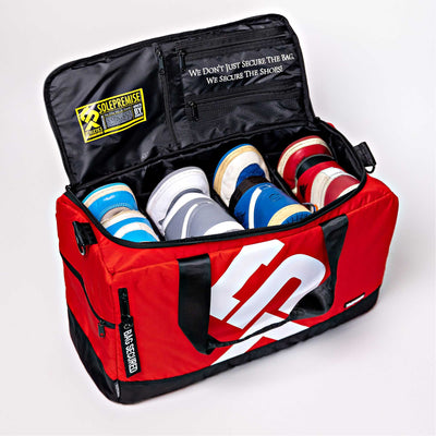 Sleek Red Sneaker Travel Duffle