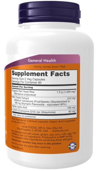 Premium Red Yeast Rice 600mg with CoQ10 & Milk Thistle - Korvel