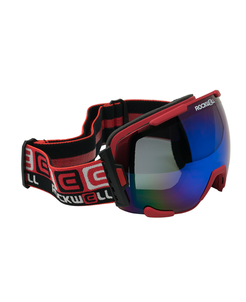 Red Bomber Goggles with Flash Blue Lens for Ultimate Performance - Korvel