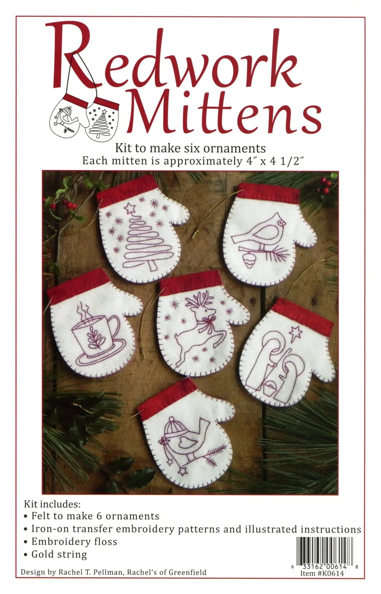 Redwork Mittens Craft Kit