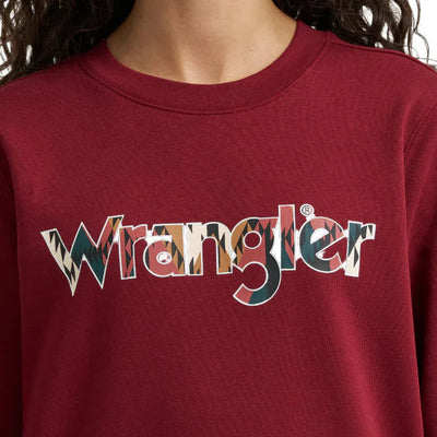 Aztec-Inspired Burgundy Crew Sweatshirt for Women | Wrangler - Korvel