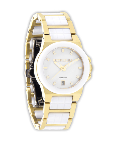 Katelynn Gold & White Ceramic Watch