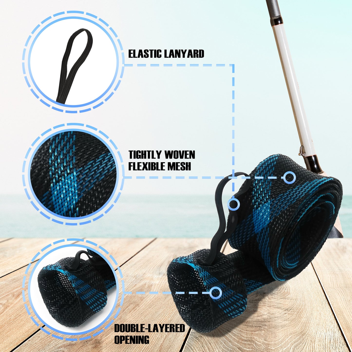 Reaction Tackle Fishing Rod Cover / Rod Sleeve / Rod Sock (2-Pack)