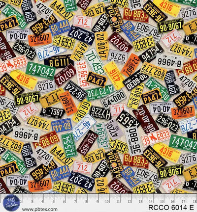 Route 66 License Plates Cream Fabric - 44"/45" Per Yard