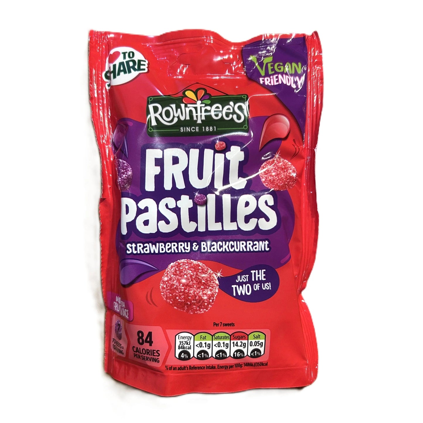 Rowntree’s Fruit Pastilles Strawberry & Blackcurrant - Vegan Chewy Candy